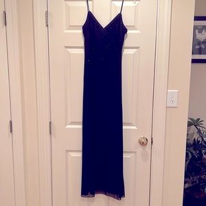 Purple / black formal beaded full length gown